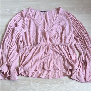 3/$10 Pleated Pink Long Sleeve Blouse